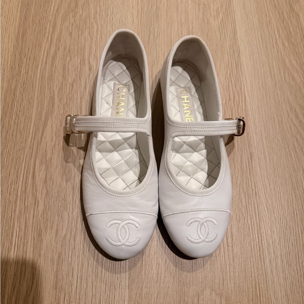 CHANEL Classic White Mary Jane Shoes